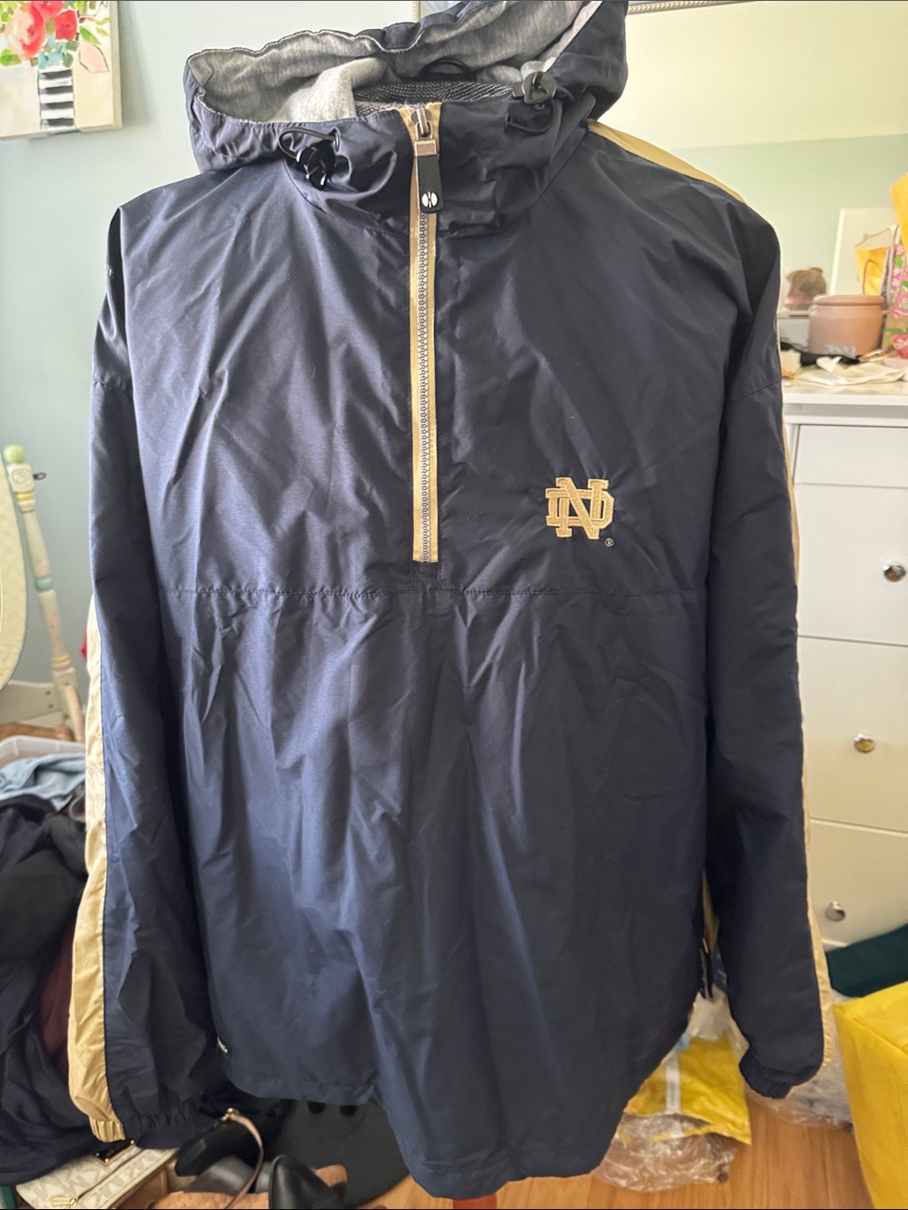 Holloway Navy & Gold Notre Dame Pullover Windbreaker